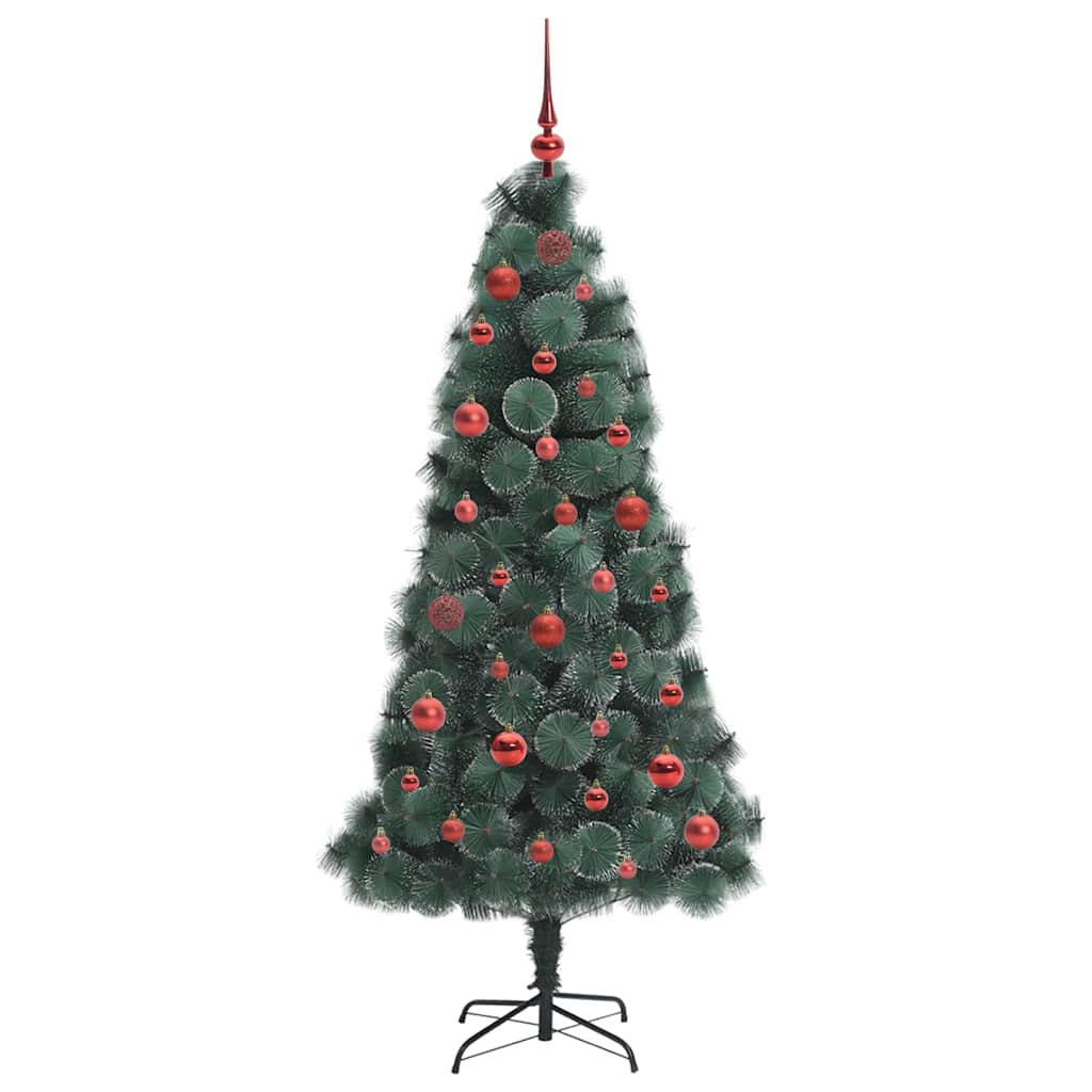 Kunstig forlys Christmas Tree med kule sett grønn 150 cm PET