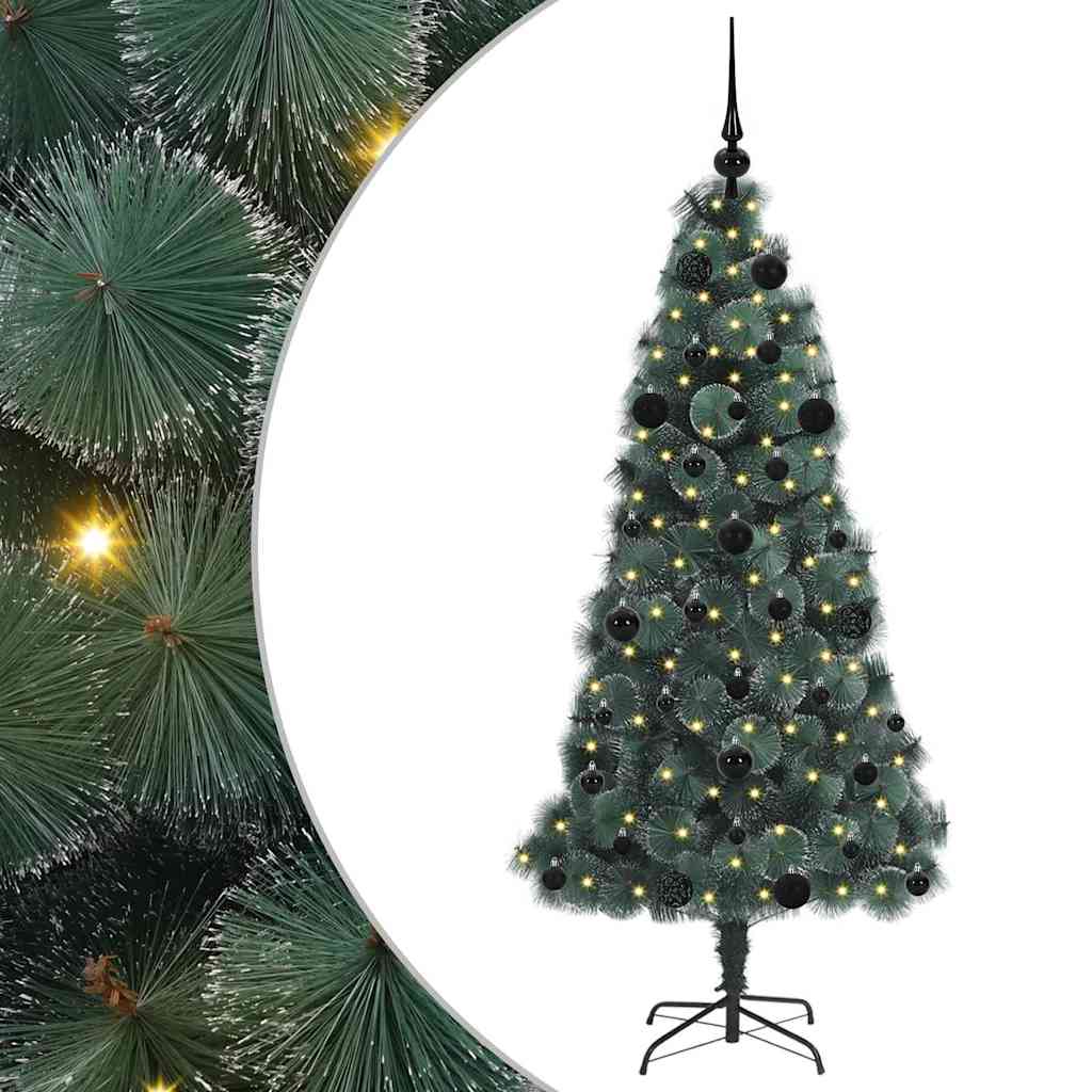 Kunstig Forhåndslaget Juletre med Kule Sett grønn 150 cm PET