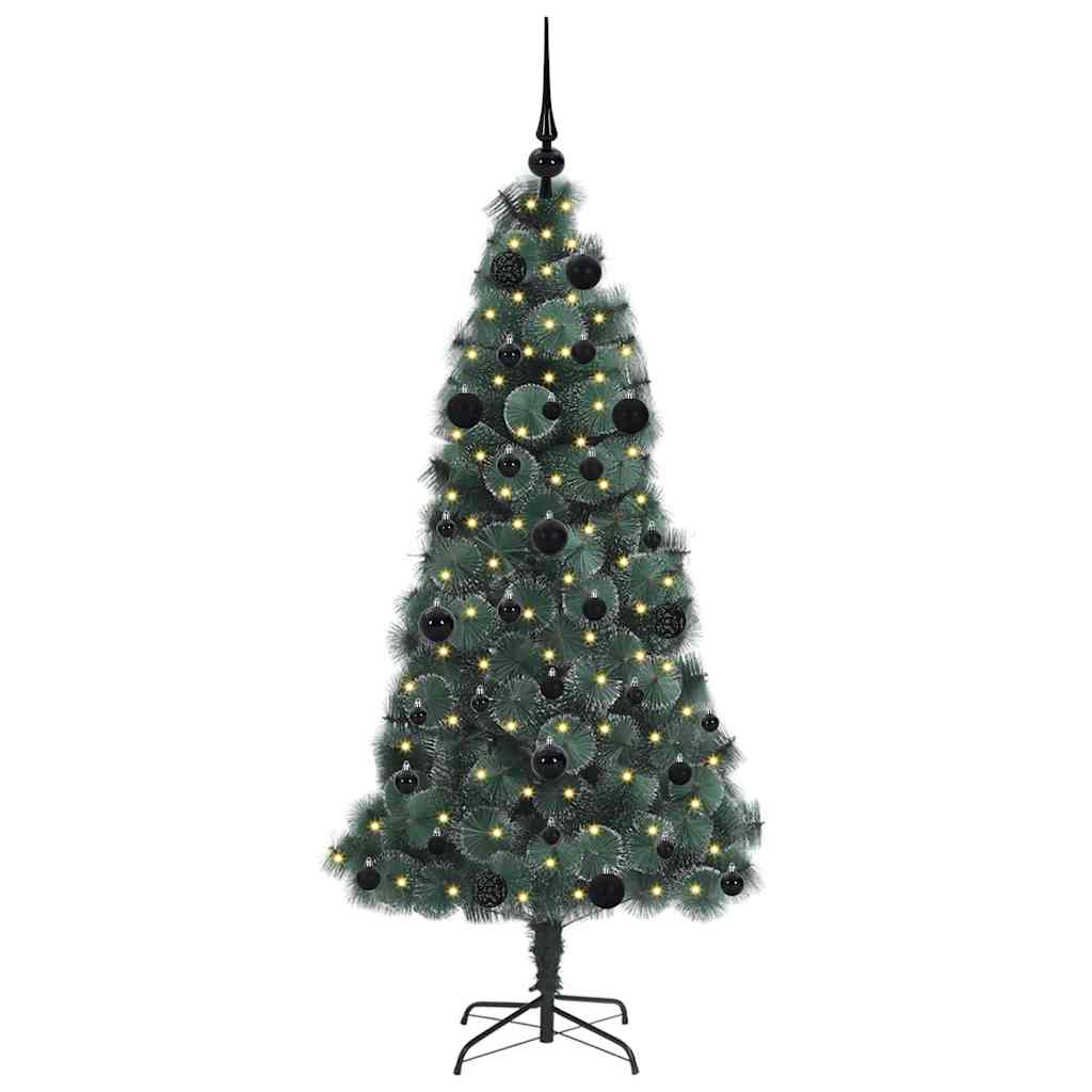 Kunstig Forhåndslaget Juletre med Kule Sett grønn 150 cm PET