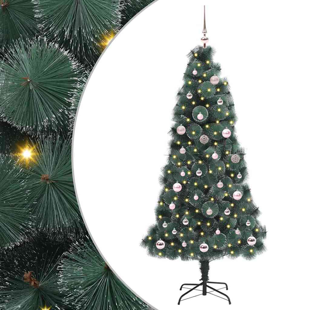 Kunstig Forsynt Juletre med Kule Sett grønn 150 cm PET
