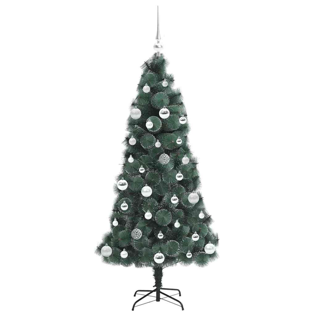 Kunstig Forhåndsbelyst Juletre med Kule Sett grønn 150 cm PET