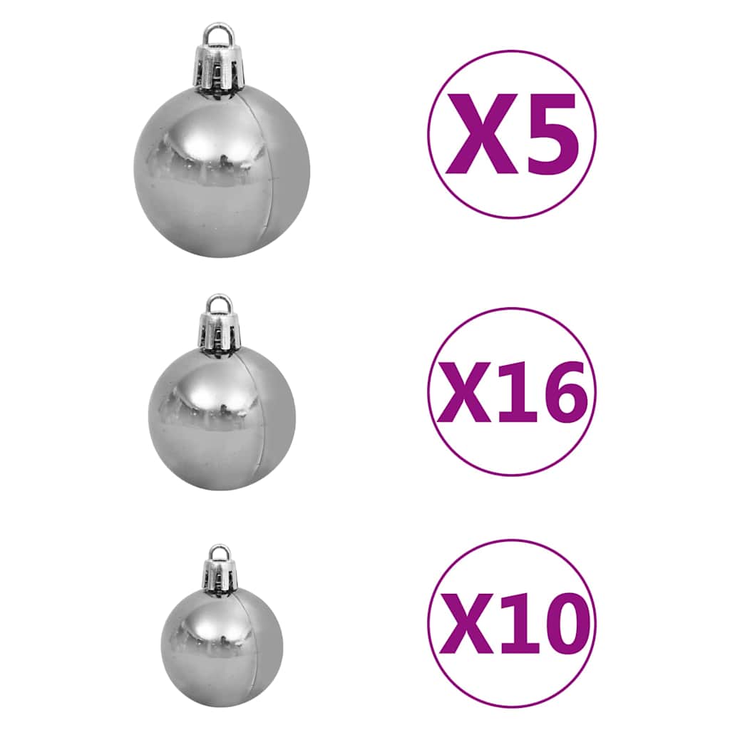 Kunstig Forbelyst Juletre med Kule Sett grønn 210 cm PET