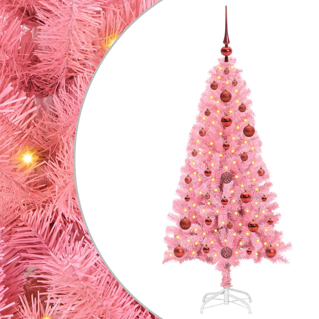 Juletre med 150 LED med stativ Rosa 120 cm PVC vidaXL