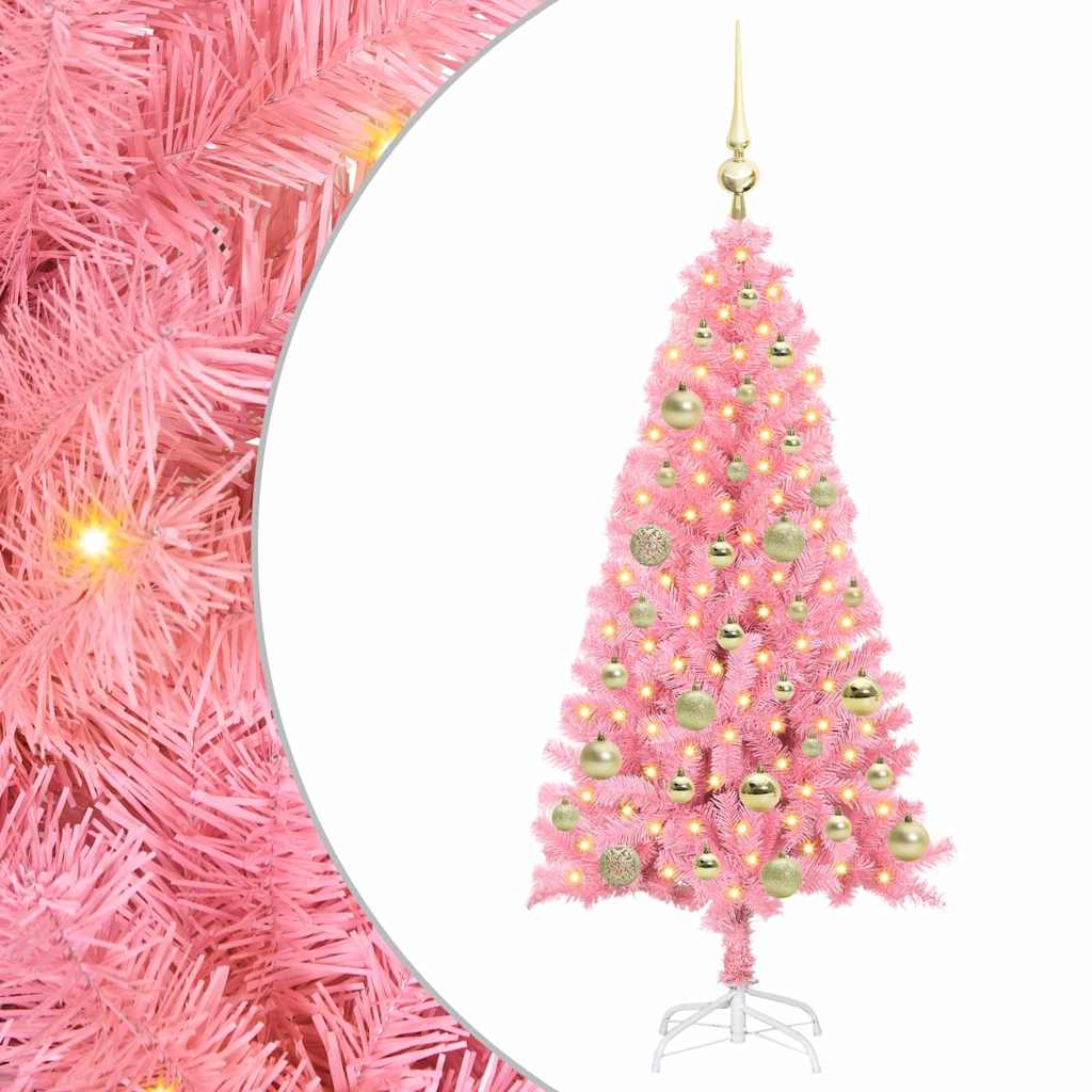 Juletre med 150 LED med stativ Rosa 120 cm PVC vidaXL