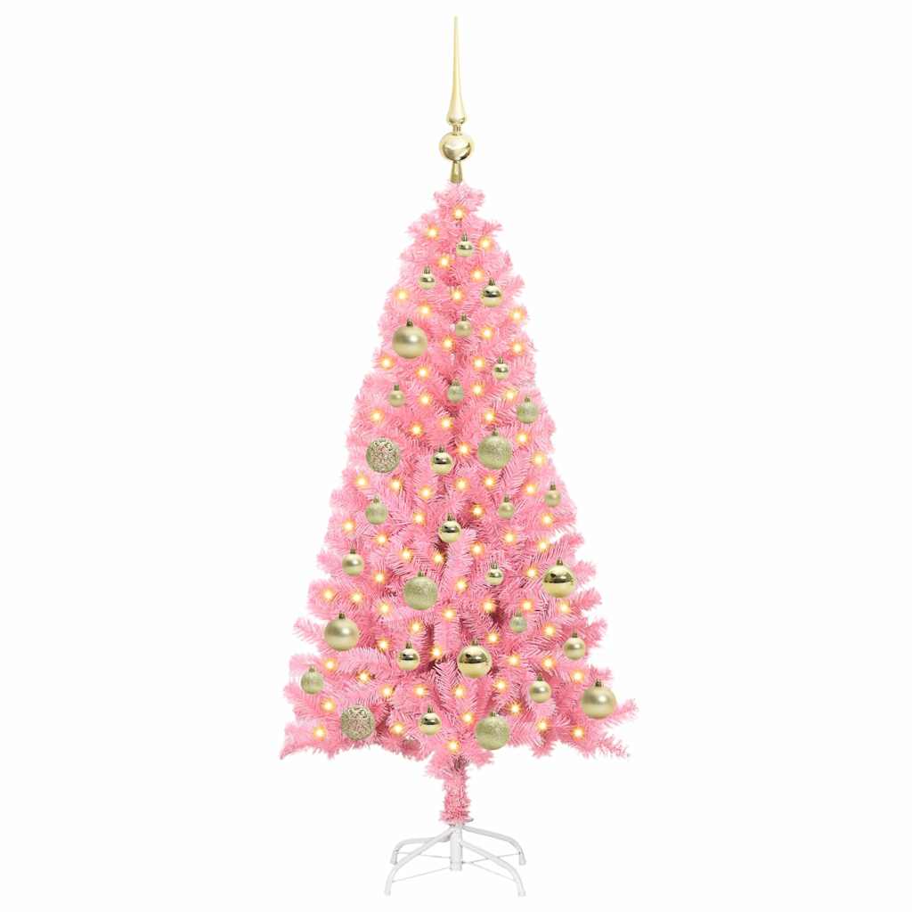 Juletre med 150 LED med stativ Rosa 120 cm PVC vidaXL