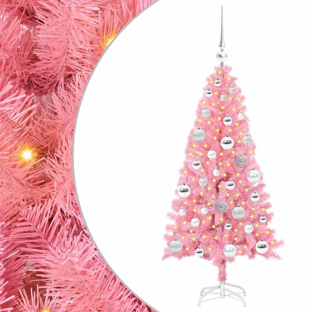 Juletre med 150 LED med stativ Rosa 120 cm PVC vidaXL