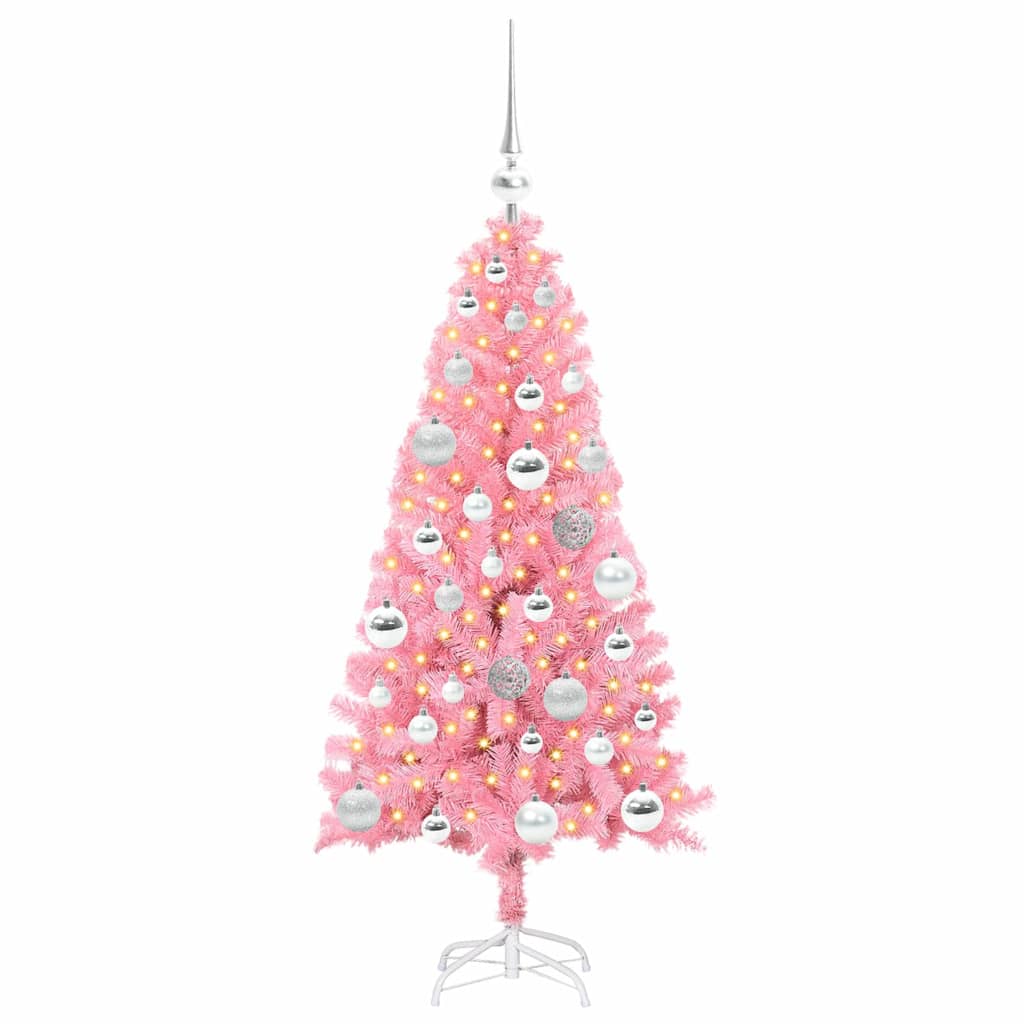 Juletre med 150 LED med stativ Rosa 120 cm PVC vidaXL