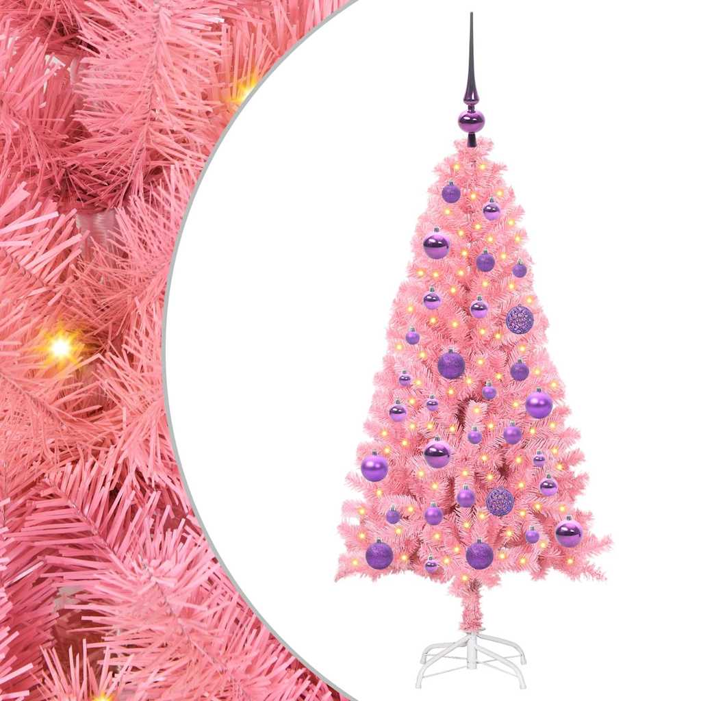 Juletre med 150 LED med stativ Rosa 120 cm PVC vidaXL