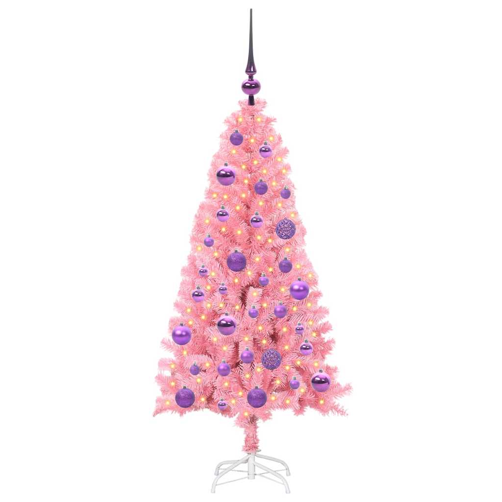 Juletre med 150 LED med stativ Rosa 120 cm PVC vidaXL