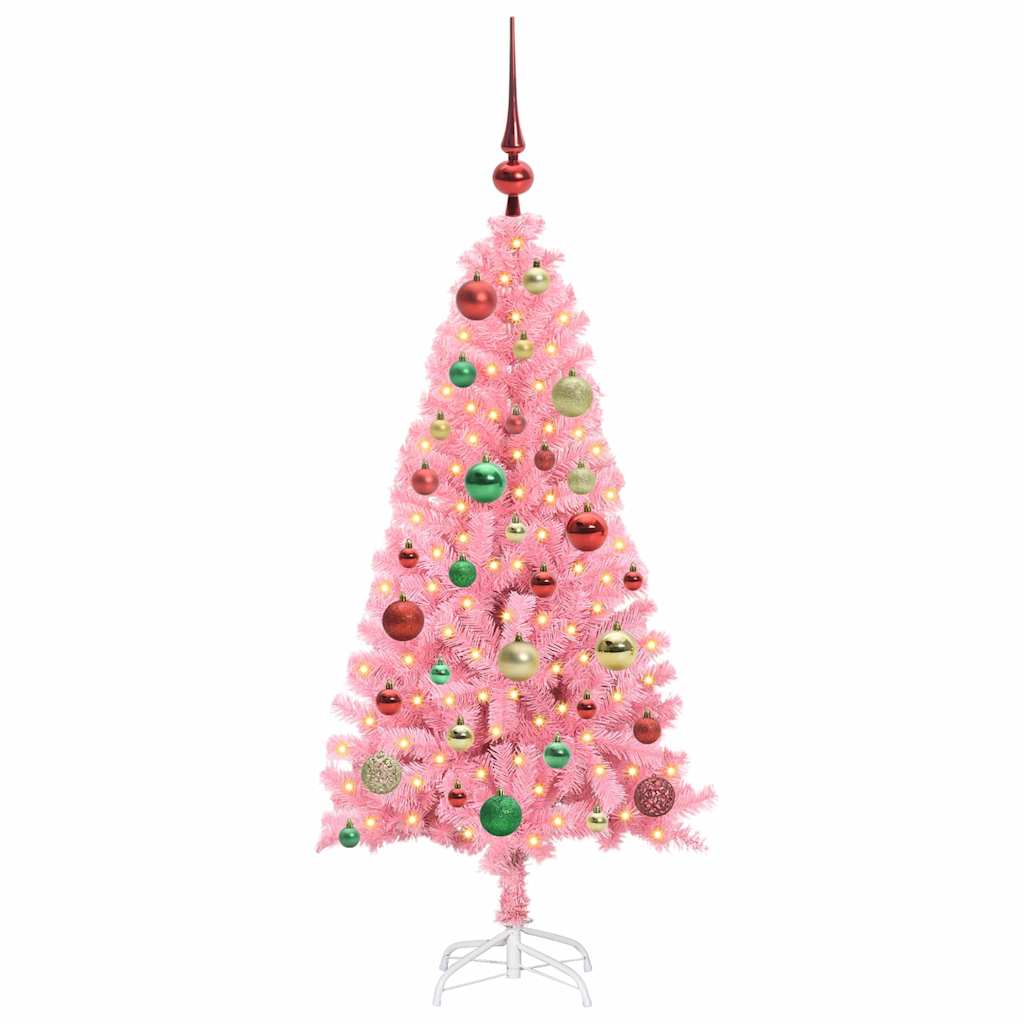 Juletre med 150 LED med stativ Rosa 120 cm PVC vidaXL