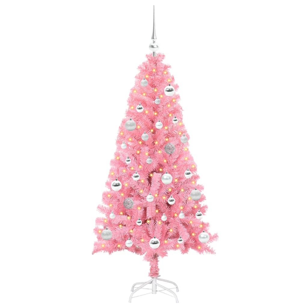 Juletre med 150 LED med stativ Rosa 150 cm PVC