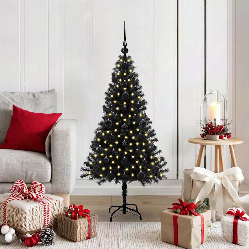Juletre med 150 LED med stativ Svart 120 cm PVC vidaXL