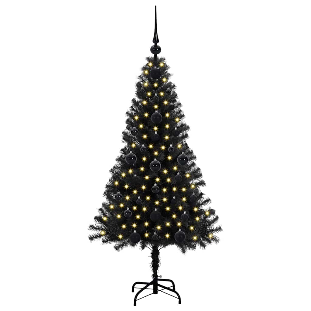 Juletre med 150 LED med stativ Svart 120 cm PVC vidaXL