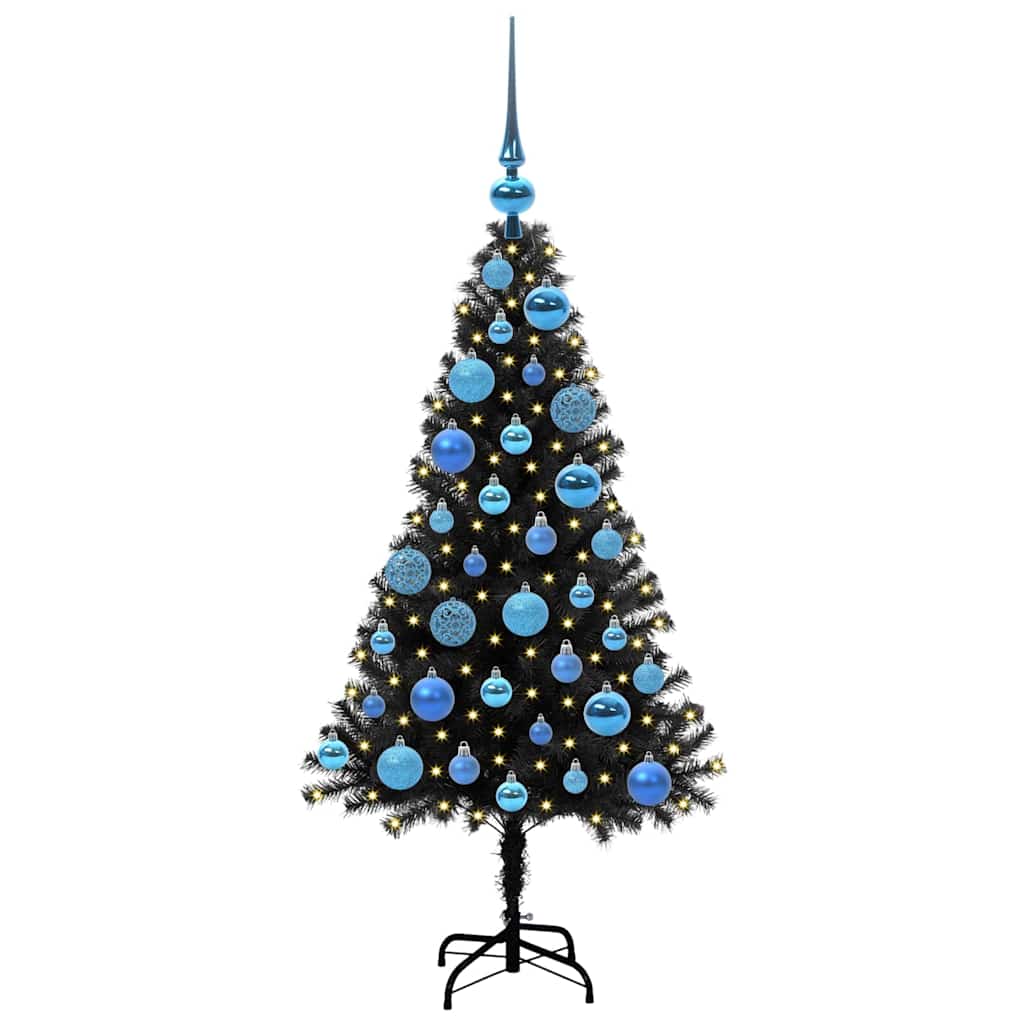 Juletre med 150 LED med stativ Svart 120 cm PVC vidaXL