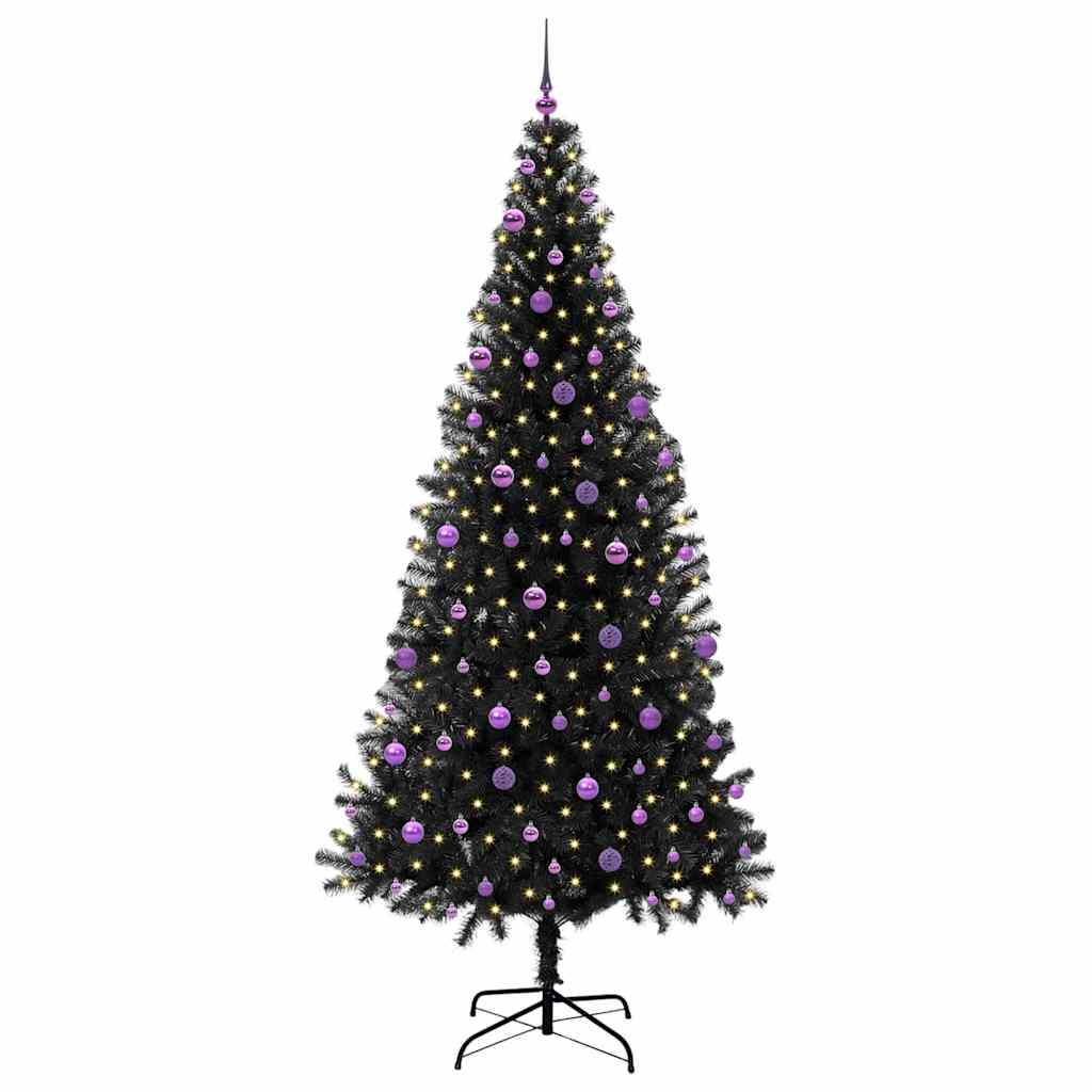 Juletre med 300 LED med stativ Svart 240 cm PVC vidaXL