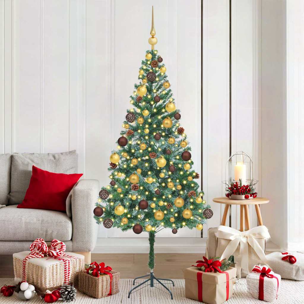 Kunstig juletre med 300 LED med stativ grønn 180 cm PVC og stål