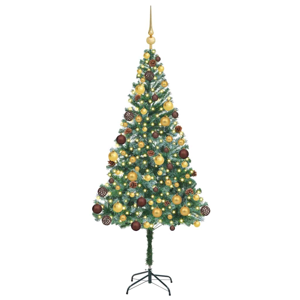 Kunstig juletre med 300 LED med stativ grønn 180 cm PVC og stål