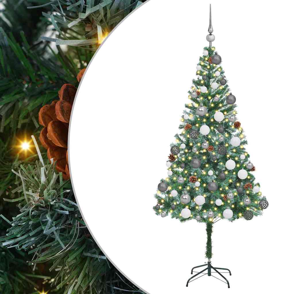 Kunstig juletre med 300 LED med stativ grønn 180 cm PVC og stål