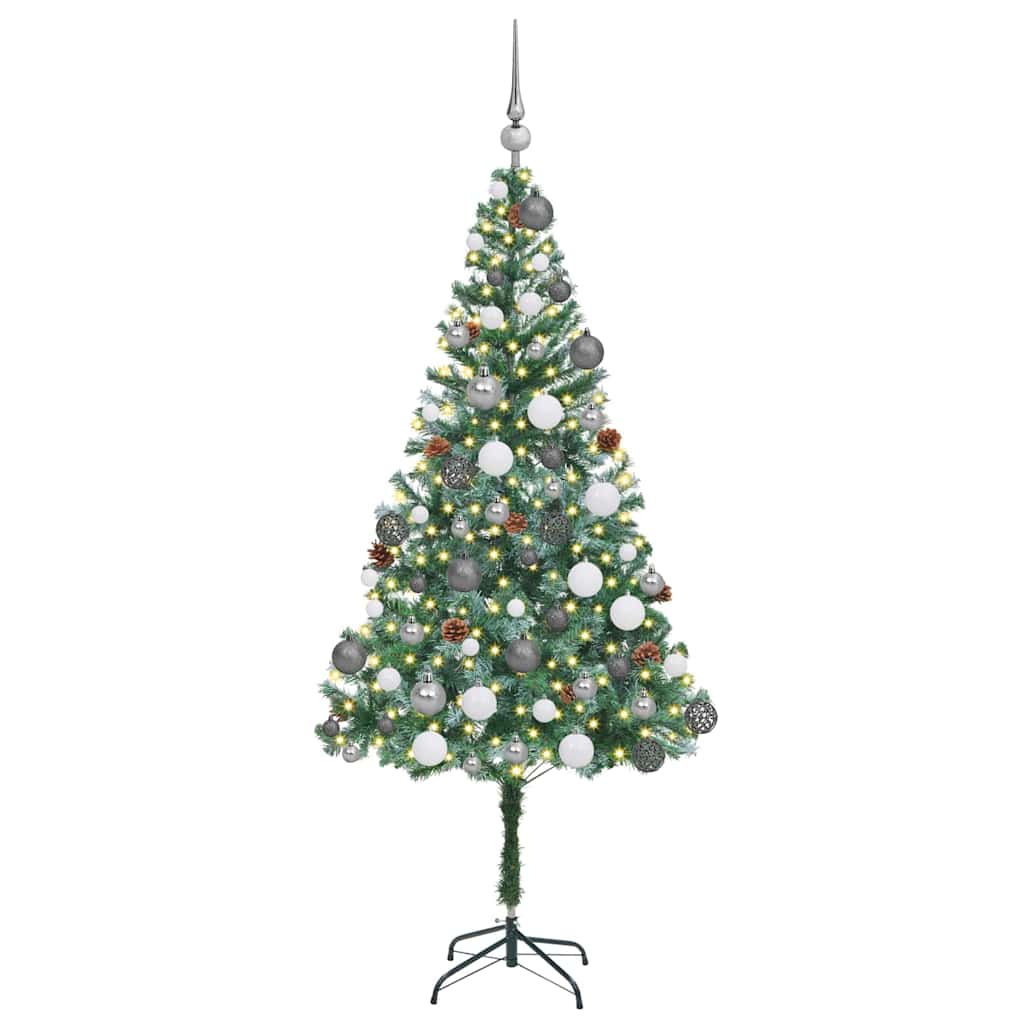 Kunstig juletre med 300 LED med stativ grønn 180 cm PVC og stål