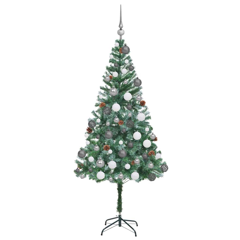 Kunstig juletre med 300 LED med stativ grønn 180 cm PVC og stål