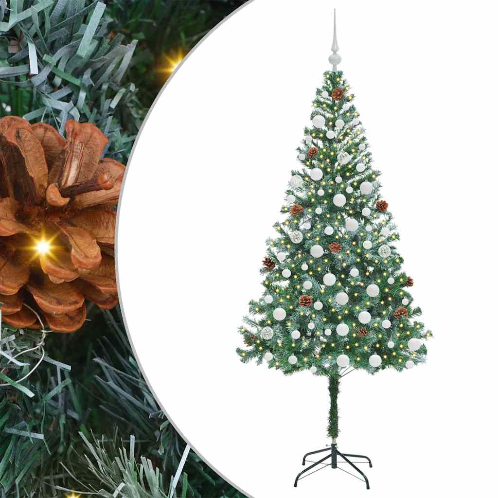 Kunstig juletre med 300 LED med stativ grønn 180 cm PVC og stål