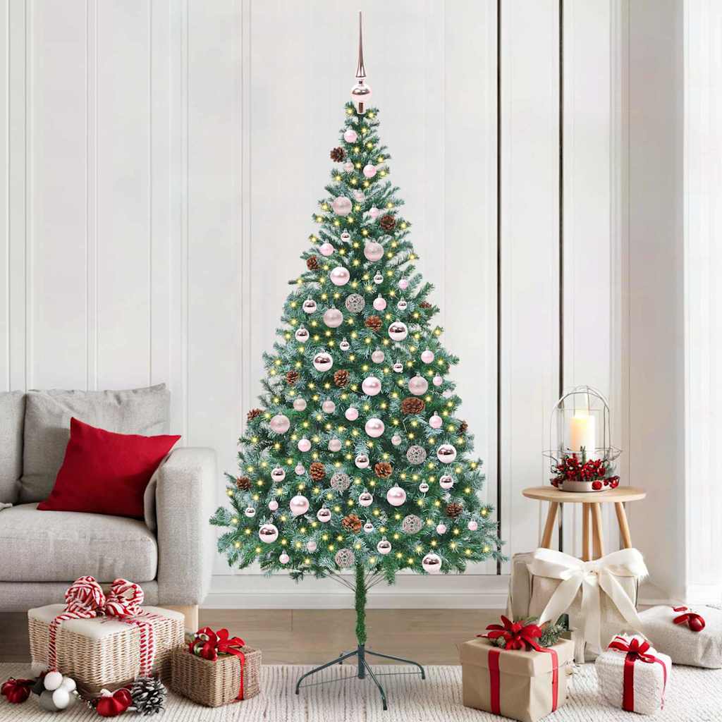 Kunstig juletre med 300 LED med stativ grønn 210 cm PVC og stål