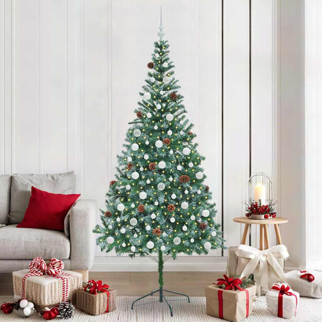 Kunstig juletre med 300 LED med stativ grønn 210 cm PVC og stål