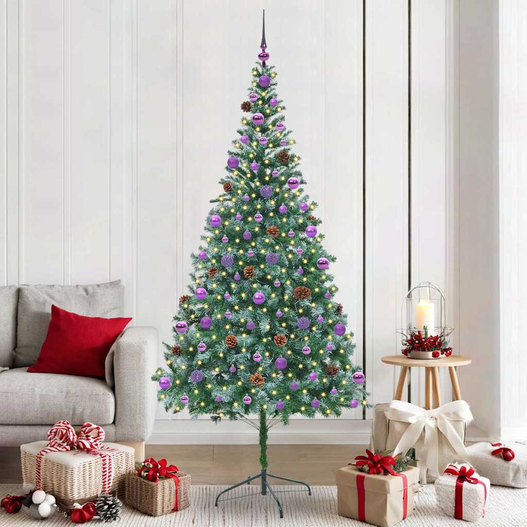 Kunstig juletre med 300 LED med stativ grønn 210 cm PVC og stål
