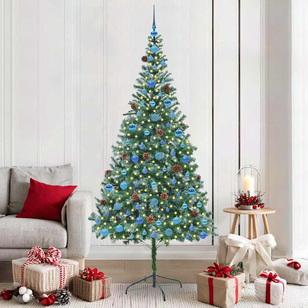 Kunstig juletre med 300 LED med stativ grønn 210 cm PVC og stål