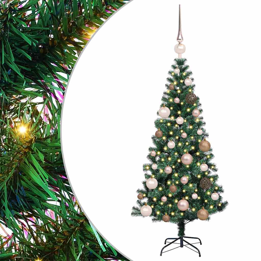 Kunstig Forhåndsopplyst Juletre grønn 120 cm PVC og metall