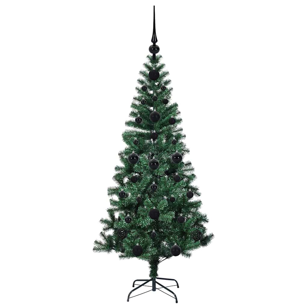 Kunstig Forhåndsopplyst Juletre grønn 120 cm PVC og metall