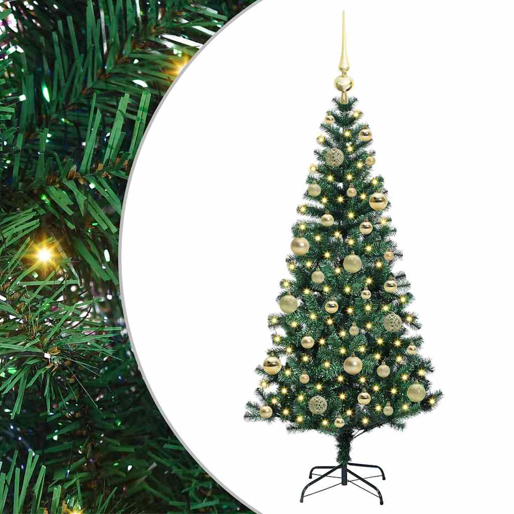 Kunstig Forhåndsopplyst Juletre grønn 120 cm PVC og metall