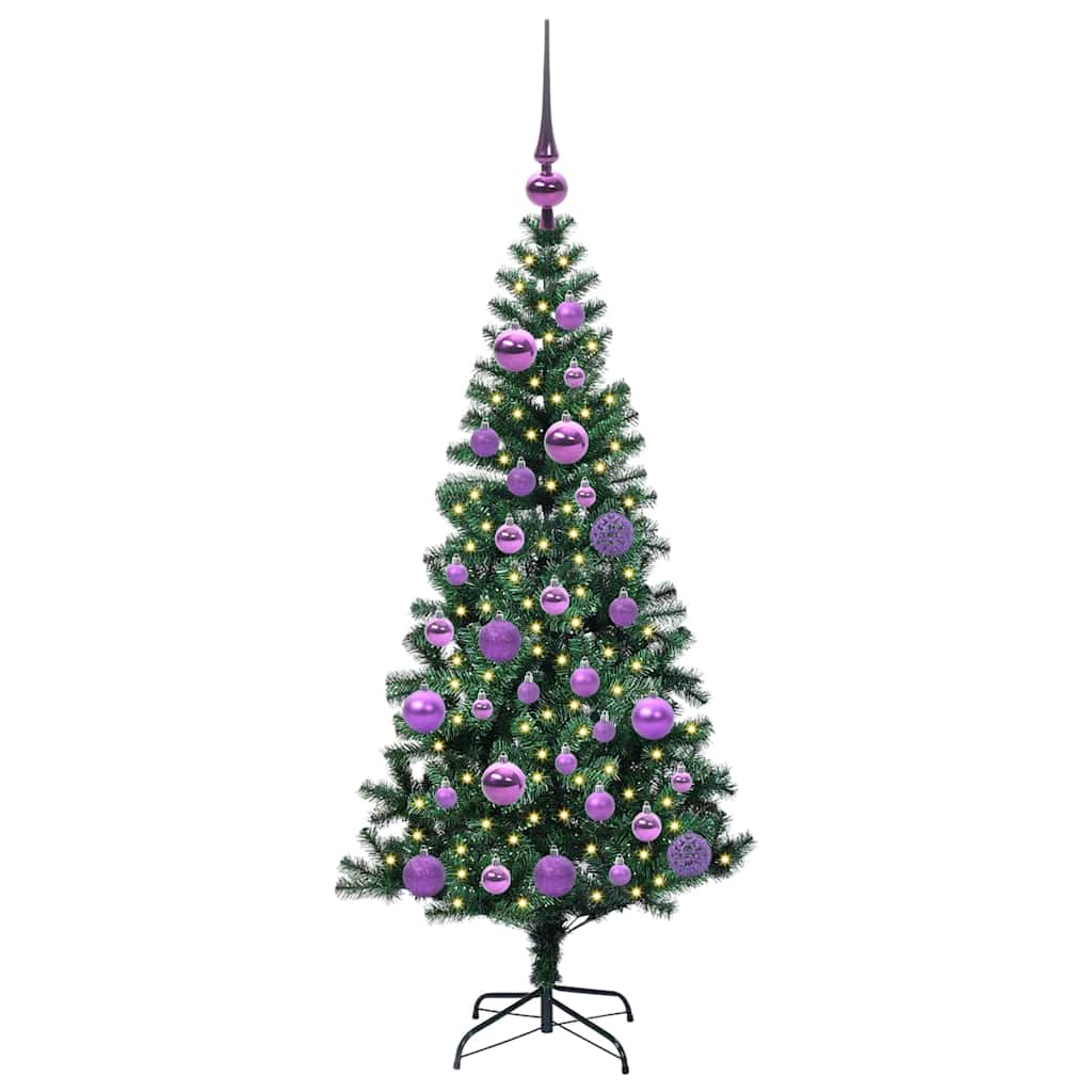 Kunstig Forhåndsopplyst Juletre grønn 120 cm PVC og metall