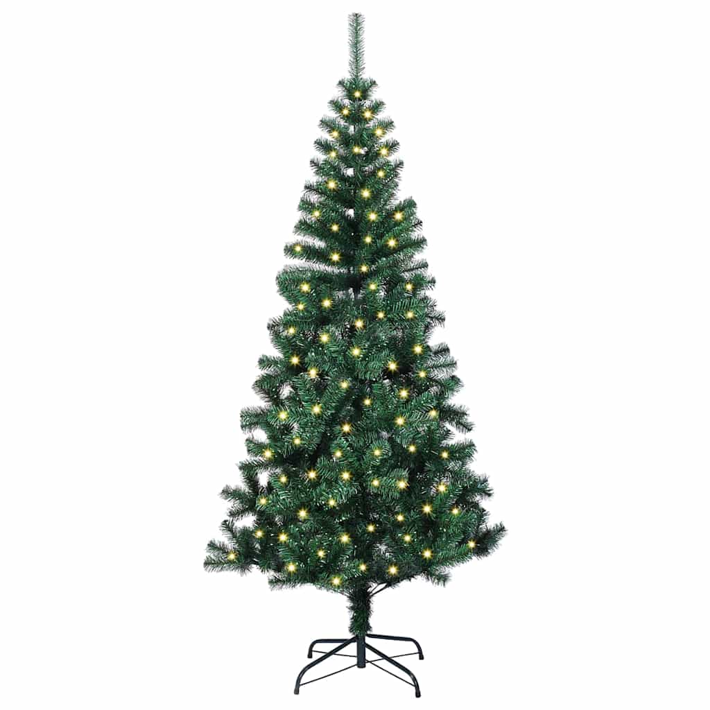 Kunstig Forhåndsopplyst Juletre grønn 150 cm PVC og metall