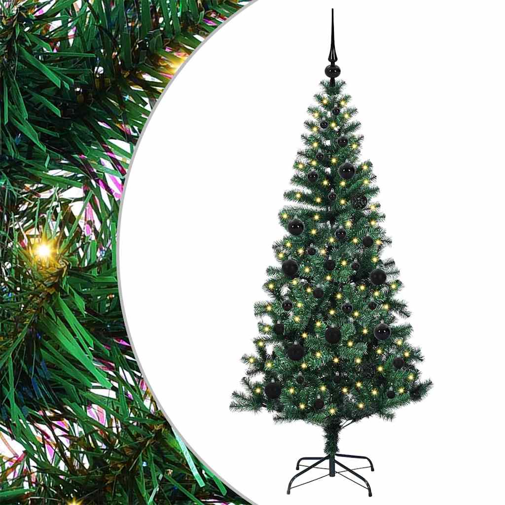 Kunstig Forhåndsopplyst Juletre grønn 150 cm PVC og metall