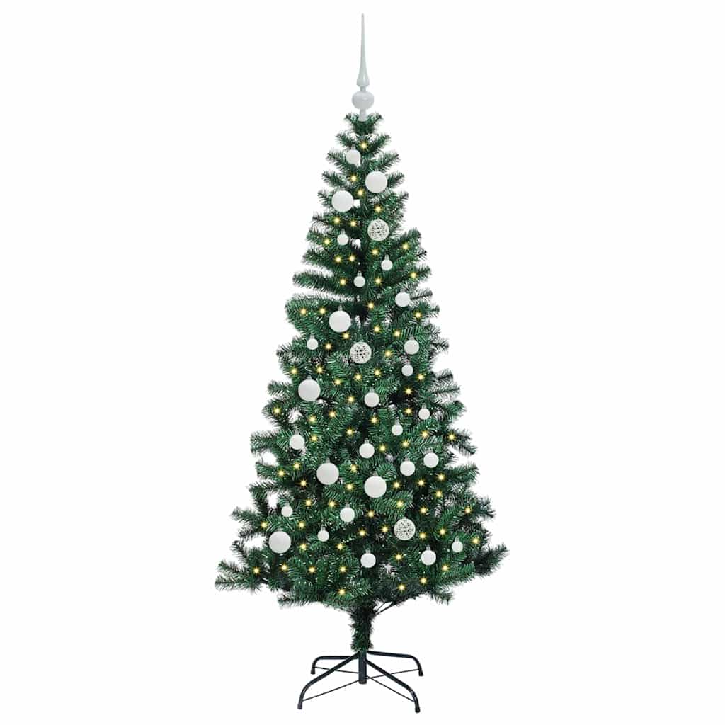 Kunstig Forhåndsopplyst Juletre grønn 150 cm PVC og metall