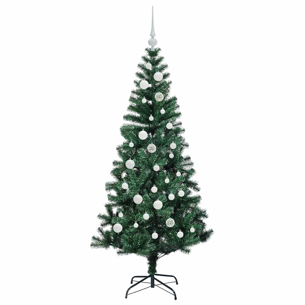 Kunstig Forhåndsopplyst Juletre grønn 150 cm PVC og metall