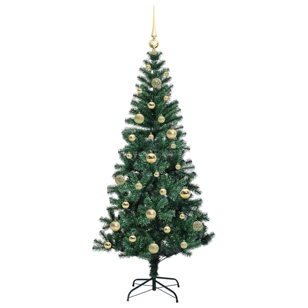 Kunstig Forhåndsopplyst Juletre grønn 150 cm PVC og metall