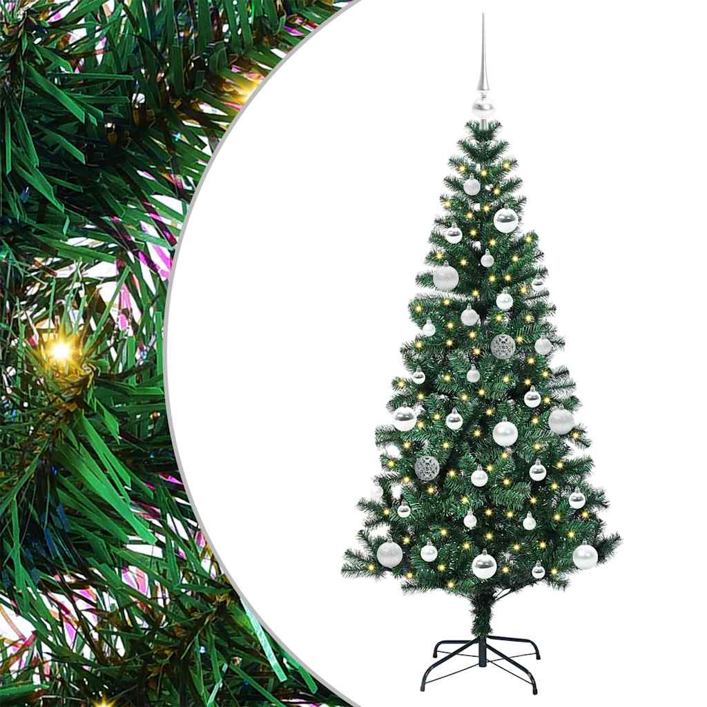 Kunstig Forhåndsopplyst Juletre grønn 150 cm PVC og metall