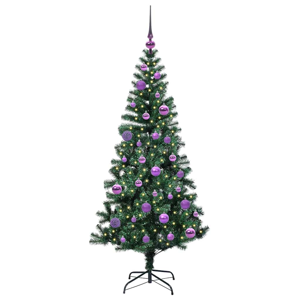 Kunstig Forhåndsopplyst Juletre grønn 150 cm PVC og metall