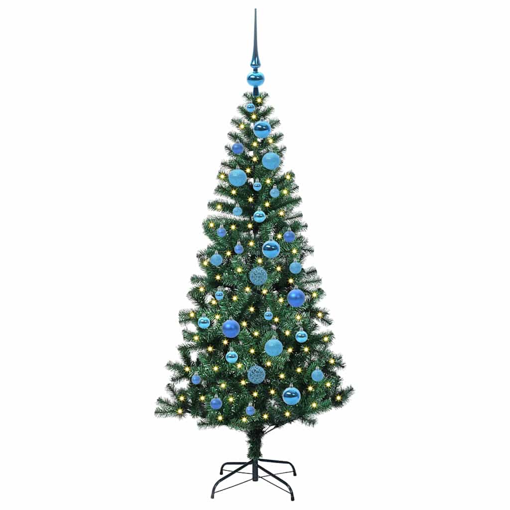 Kunstig Forhåndsopplyst Juletre grønn 150 cm PVC og metall