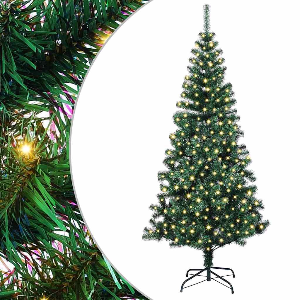 Kunstig Forhåndsopplyst Juletre grønn 180 cm PVC og metall