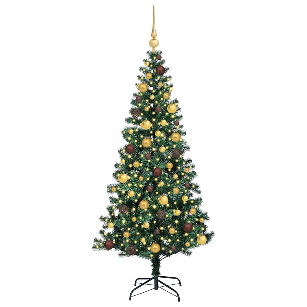 Kunstig Forhåndsopplyst Juletre grønn 180 cm PVC og metall