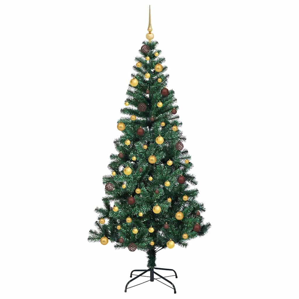 Kunstig Forhåndsopplyst Juletre grønn 210 cm PVC og metall