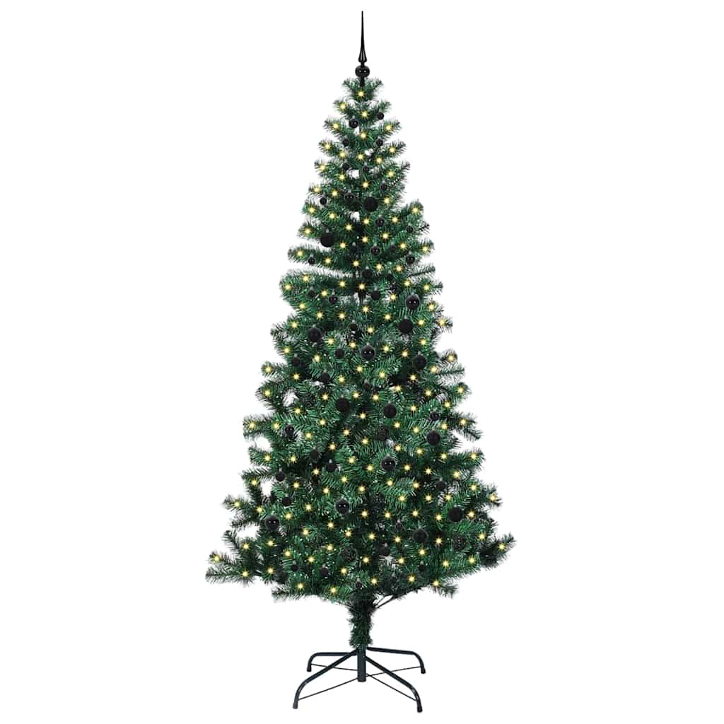 Kunstig Forhåndsopplyst Juletre grønn 240 cm PVC og metall
