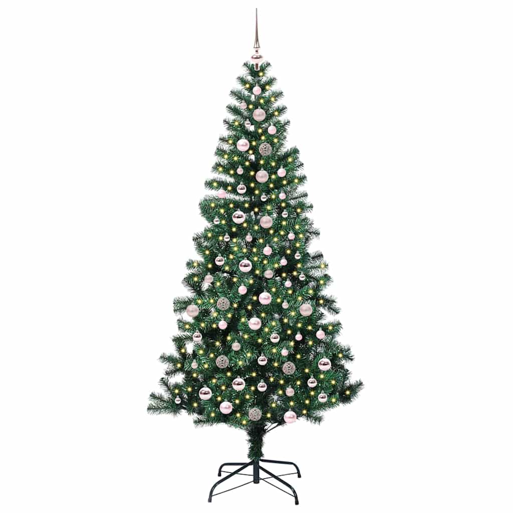 Kunstig Forhåndsopplyst Juletre grønn 240 cm PVC og metall