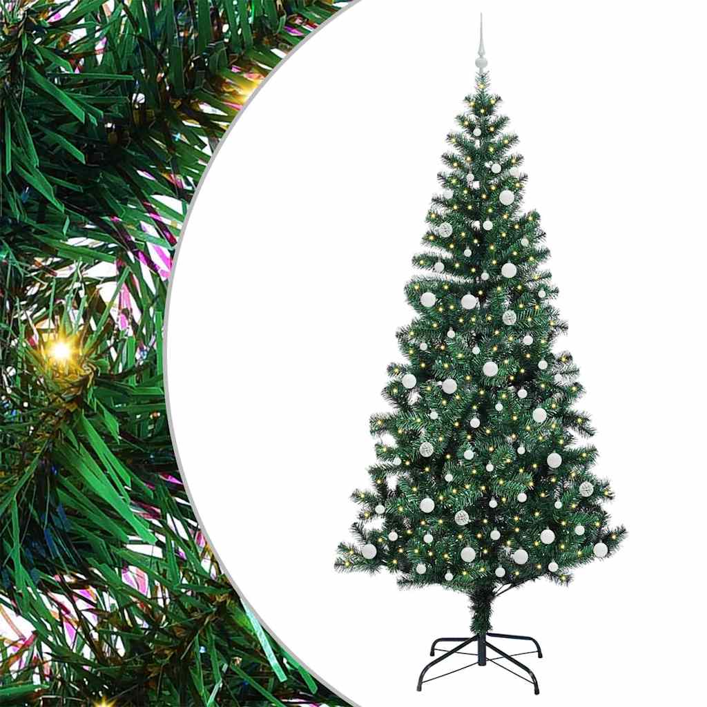 Kunstig Forhåndsopplyst Juletre grønn 240 cm PVC og metall