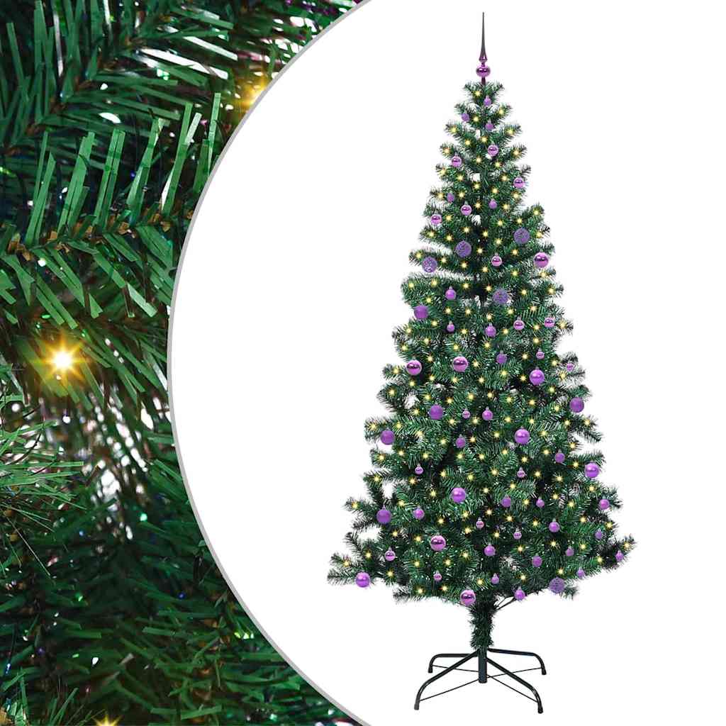 Kunstig Forhåndsopplyst Juletre grønn 240 cm PVC og metall
