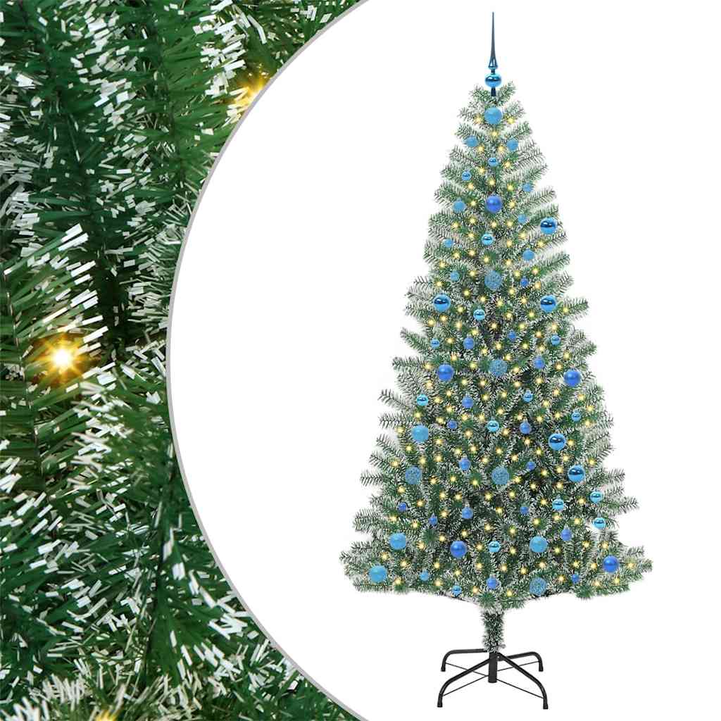 Kunstig Julesekk Snø Flocket med LED Lys Grønn og hvit 210 cm