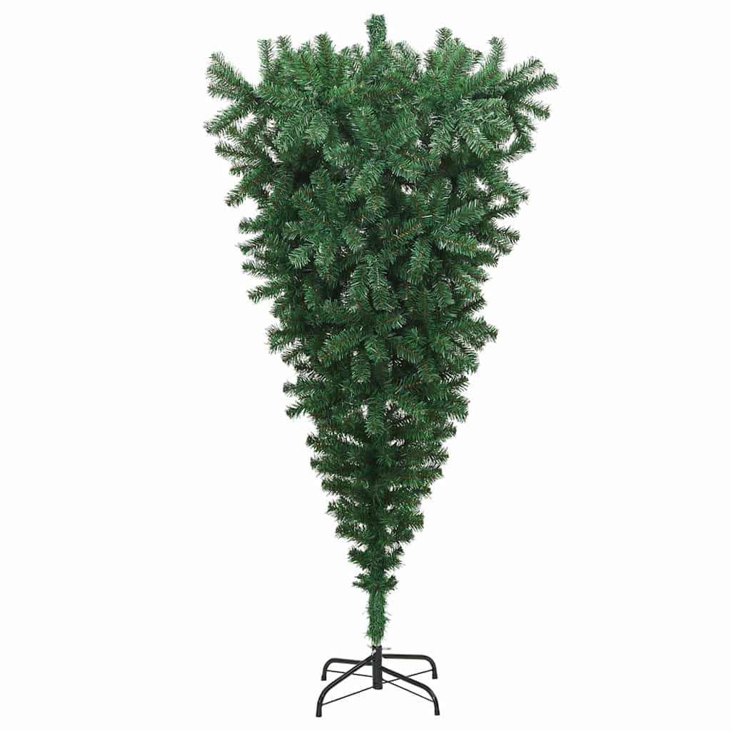 Opp-ned kunstig forhåndsbelyst juletre med kule sett 210 cm PVC